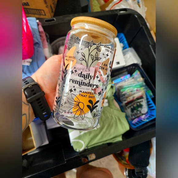 Daily Reminders 16 Oz Glass Jar with Wooden Lid - Picture 1 of 2